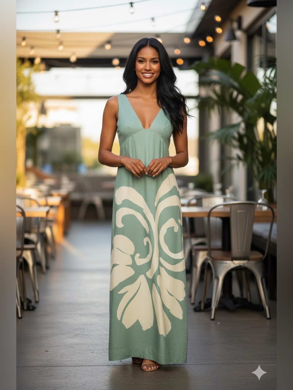 Mon Renn Vestige Dress in Jade Floral $229 Size Small